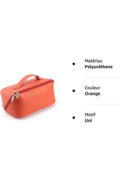 Demiawaking cosmetic bag, PU leather, orange, 23.5 x 11 x 11 cm