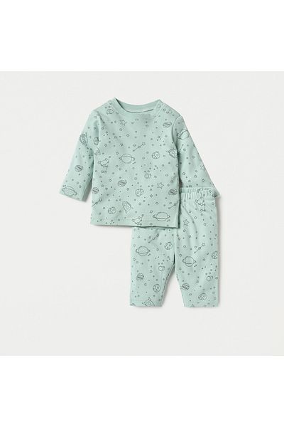 Juniors Space Print T-shirt and Pyjamas - Set of 2
