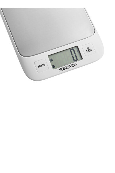 Lawazim Yonovo Food Scale - White/Silver, 5000g Capacity, 0.1g Accuracy, LCD Display, Zero Function