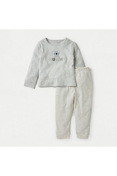 Juniors Koala Applique T-shirt and Striped Pyjama Set
