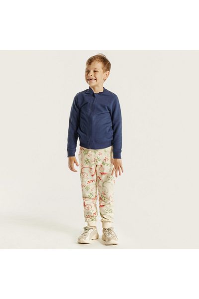 Juniors Solid Zip Through Jacket with High Neck and Long Sleeves