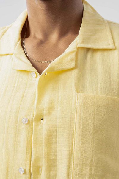 jaceyjace Basic Oversize Linen Shirt - Yellow