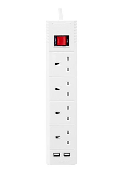 Lawazim 4-Way Heavy-Duty Extension Cord – 2990W with 3M Cable, 2 USB Ports, and On/Off Switches