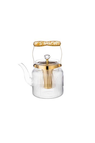 ABAREEK 1200ml Thermal Glass Teapot with Gold Infuser