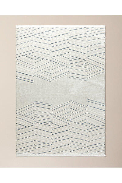 Madame Coco Annot Halı - Beyaz/Mavi - 80x300 cm