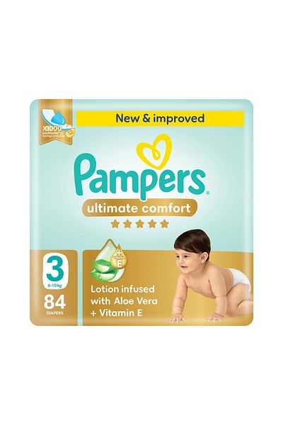 Pampers Ultimate Comfort Taped Diapers, Size 3, 6-10kg, Giant Pack, 84 pcs