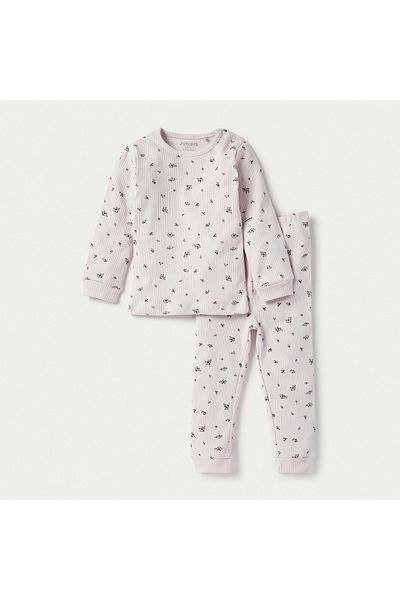 Juniors All-Over Floral Print Long Sleeves T-shirt and Pyjama Set