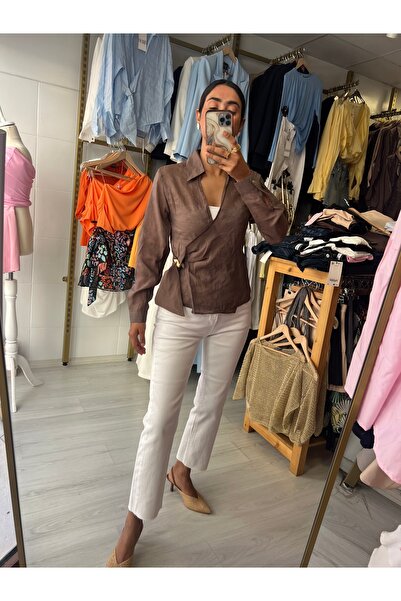 Butik Bağlama detaylı transparan gömlek