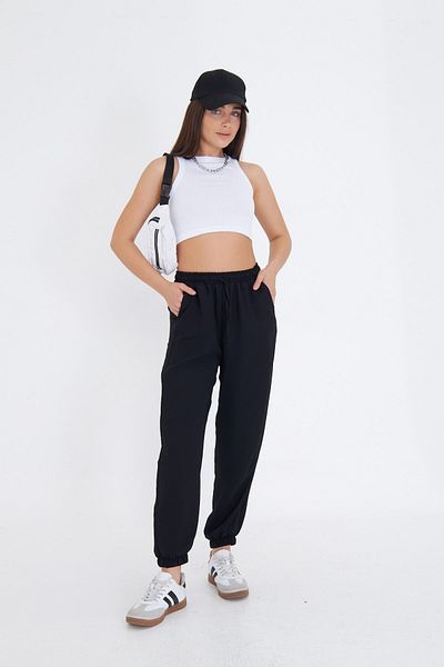 GIA - ART Comfortable Fit Aerobin Fabric Women's Trousers with Elastic Waist and Legs