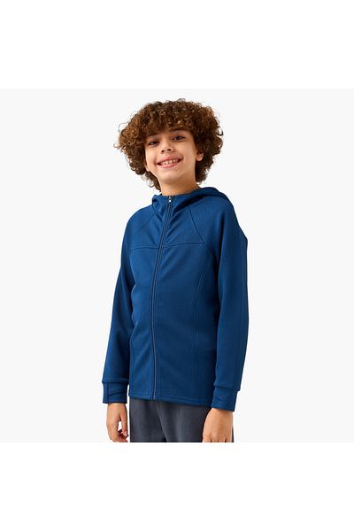 Juniors Solid Zip Through Jacket with Hood