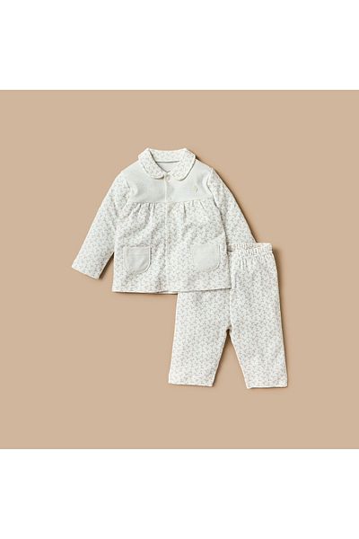 giggles All-Over Floral Print Long Sleeves Shirt and Elasticated Pyjama Set