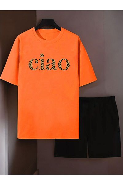 uyguntarz Unisex Ciao Printed Design Shorts Set