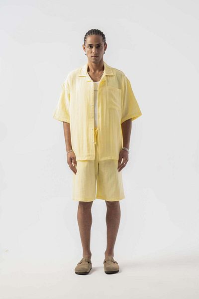 jaceyjace Basic Oversize Linen Shirt - Yellow