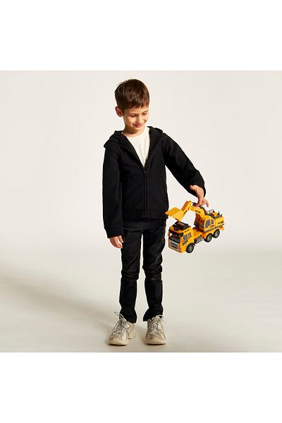 Juniors Solid Zippered Jacket with Long Sleeves and Hood