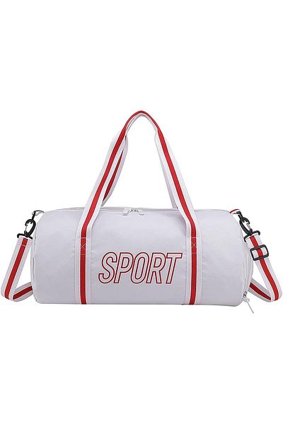 Wanyi foldable travel bag, oxford fabric, white/red, 46 x 23 x 25 cm