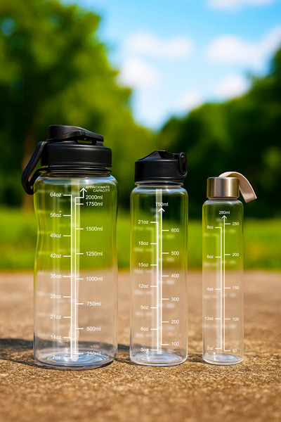 Walke 3'lü Set BPA İçermez Motivasyonel Su Matarası Su Şişesi