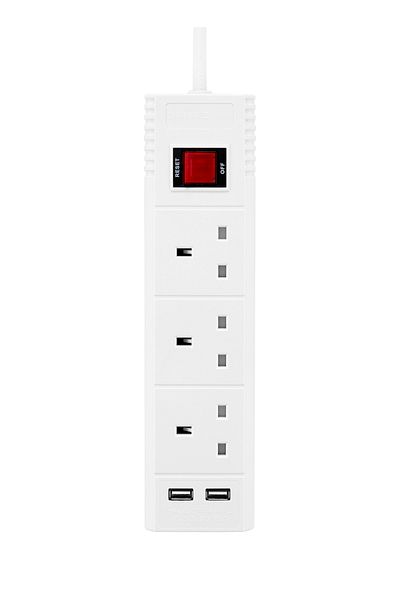 Lawazim 3-Way Heavy-Duty Extension Cord – 2990W with 3M Cable, 2 USB Ports, and On/Off Switches