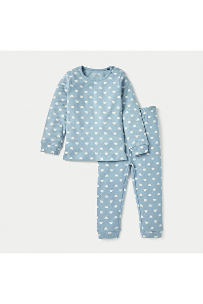 Juniors All-Over Elephant Print Long Sleeves T-shirt and Elasticated Pyjama Set