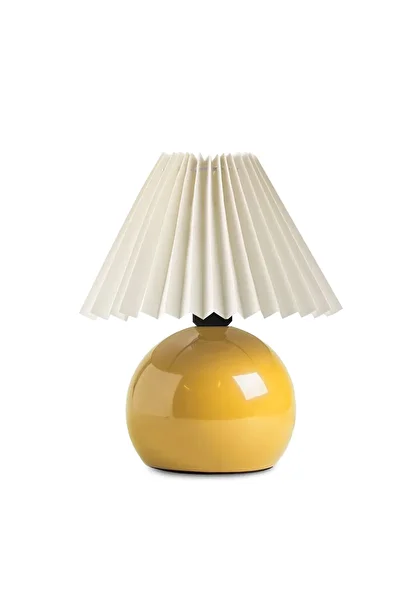 HOMİNG Yellow Color Carpi Pleated Cream Headboard Lampshade 241912