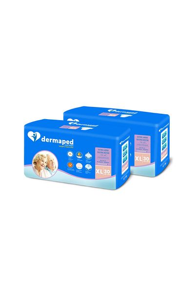 Dermaped X-Large 60 Pieces Patient Diapers with Waistband (2X30) 120-170 cm