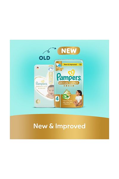 Pampers Ultimate Comfort Taped Diapers, Size 4, 9-14kg, Mega Pack, 54 pcs