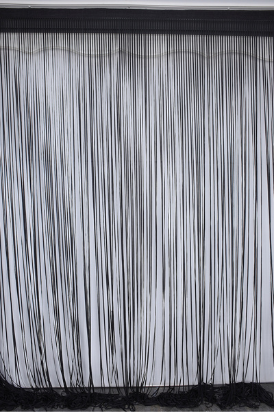 AKÇA TEKSTİL Plain String Curtain 0.80 mm Anthracite Color 300 cm Width 280 cm Length Ready Made Flat Thick Strip String Curtain