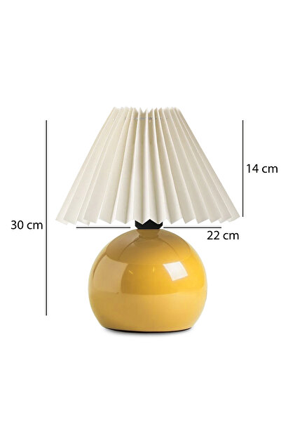 HOMİNG Yellow Color Carpi Pleated Cream Headboard Lampshade 241912