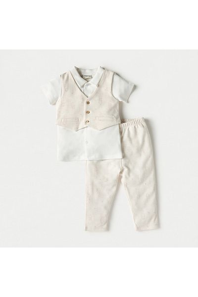 Juniors Solid Shirt with Pants and Waistcoat
