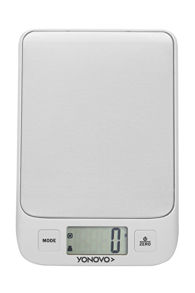 Lawazim Yonovo Food Scale - White/Silver, 5000g Capacity, 0.1g Accuracy, LCD Display, Zero Function