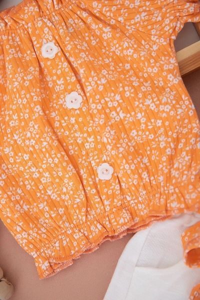 voyyo kids baby Baby Girl Summer Interlock Corded Fabric Floral Printed Muslin Top and Bottom Baby Set with Shorts