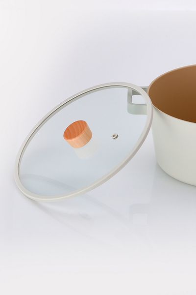 NEOFLAM Fika Beige Glass Cover - 24cm Plain Silicone Framed
