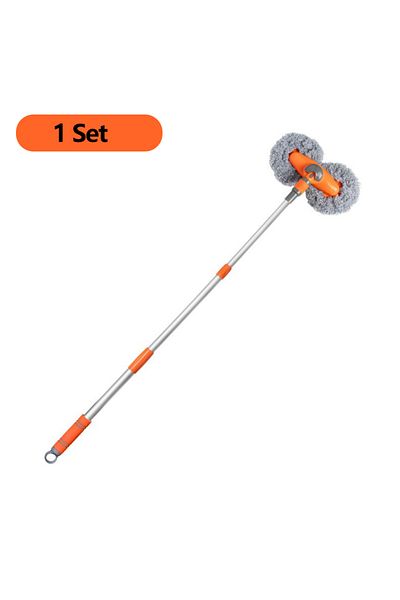 NarzrIe 1 Set Car Wash Mop Rotating Double Brush Head Three-section Telescopic Mop Telescopic Mopwindow Clea