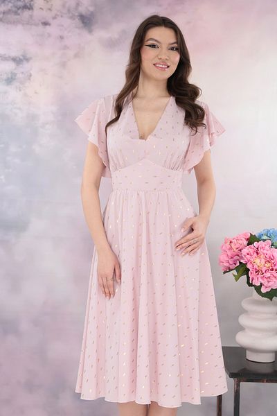 Vanessa Line RO Elegant pink cloche dress with gold print