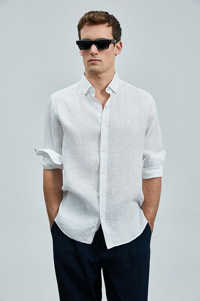 Lufian 111010630 Pitaya Linen Shirt Comfort Fit Men's Shirt White