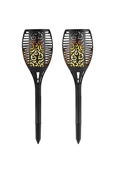 NEXTLY Set 2 X Lampa Solara De Exterior Tip Torta Cu Efect De Flacara , Decorativa, Senzor