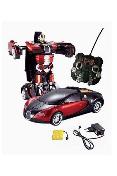 Yelajoy Children's Car 2-in-1 Toy, Transformable Robot, With Remote Control, 360° Rotation, Plastic, Red
