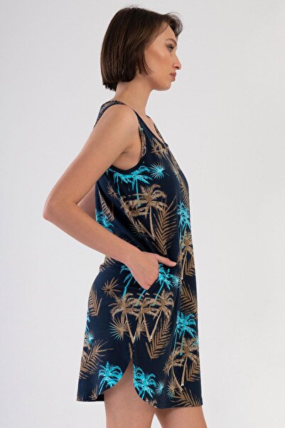 VİENETTA Women's Wide Strap Navy Blue Nightgown C0T1N3O804