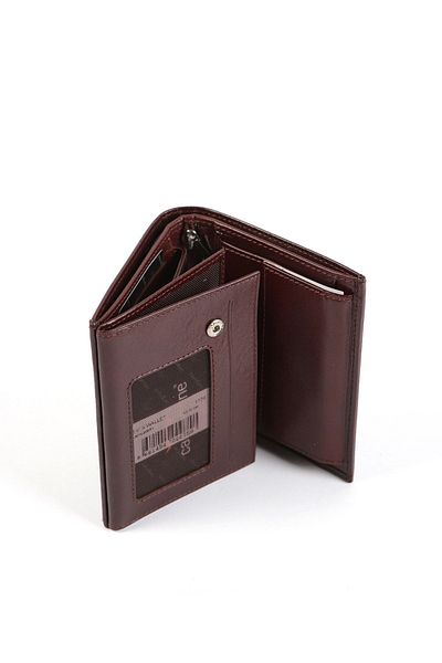 Cangurione Claret Red Genuine Leather Men's Wallet with Coin and Id Compartment, Zippered Hidden Compartment