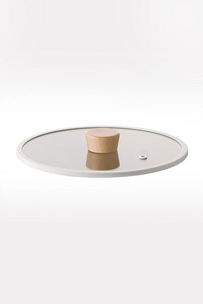 NEOFLAM Fika Beige Glass Cover - 24cm Plain Silicone Framed