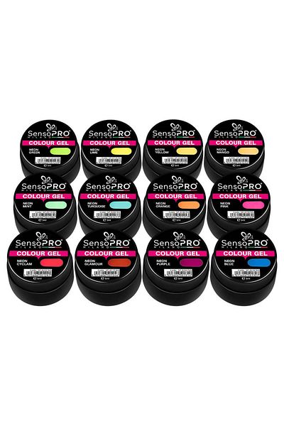 SensoPRO Milano Set de 12 geluri UV colorate din colecția Neon City, SensoPRO Milano