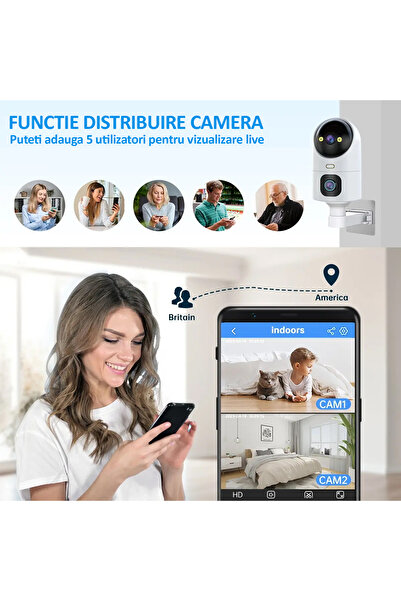 NEXTLY Dual Wifi 5g Surveillance Camera, For Indoors, 355 Rotation, 90 Tilt, Detection