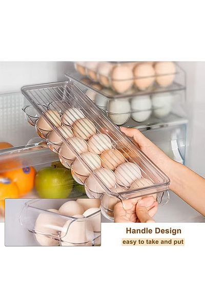 COOYA 2-piece transparent egg storage box,stackable,with lid,groove design,suitable for kitchen storage