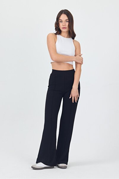 yakamor material elastic Viscose pentru femei, cu vipușcă picioare largi în p...