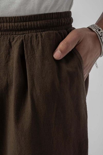 jaceyjace Part Detailed Linen Trousers - Brown