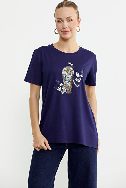 Sementa Футболка з принтом тварин - темно-синя