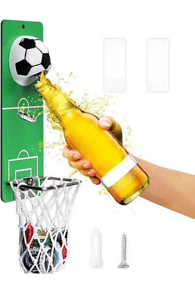 Köken Koken Bottle Opener With Cap Collector, - Perfect Gift For Men, 20x8 Cm, 3 Installation Modes, Steel
