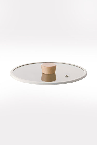 NEOFLAM Fika 22Cm Düz Silikon Çerçeveli Cam Kapak Bej