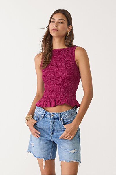 Stradivarius Gathered T-shirt with ruffles