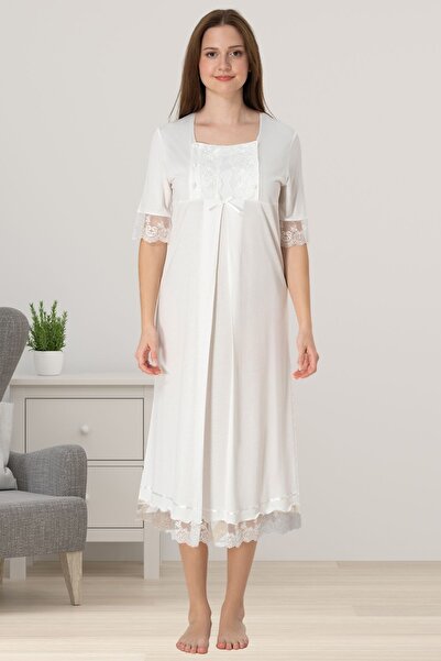 ByLohusa Effortt Ecru Lace κοντομάνικο νυχτικό εγκυμοσύνης