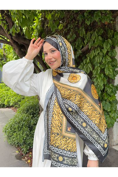 Mira İpek Ethnic Pattern Imported Voile Silk Shawl - Red